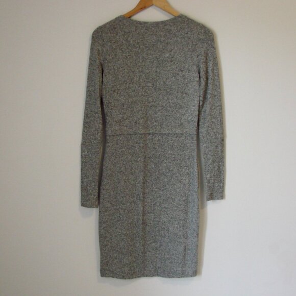 Express Gray Heathered Knit Sweater Dress Long Sleeve Criss Cross Detail Small - Picture 10 of 13